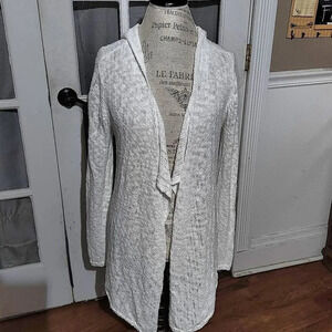 J Jill Womens White Open Front Hooded Cardigan Sweater‎ Small